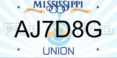 AJ7D8G Mississippi License Plate