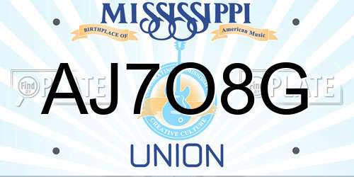 AJ7O8G Mississippi License Plate