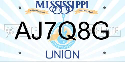 AJ7Q8G Mississippi License Plate
