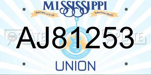 AJ81253 Mississippi License Plate