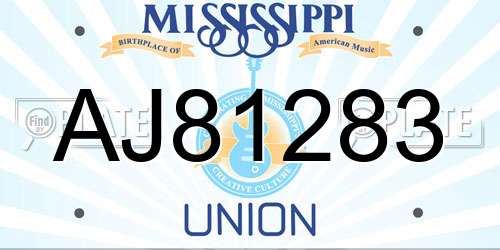 AJ81283 Mississippi License Plate