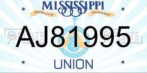 AJ81995 Mississippi License Plate