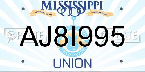 AJ8I995 Mississippi License Plate