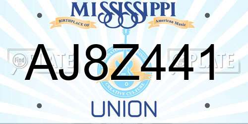 AJ8Z441 Mississippi License Plate