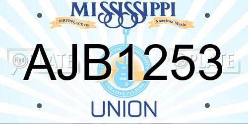 AJB1253 Mississippi License Plate