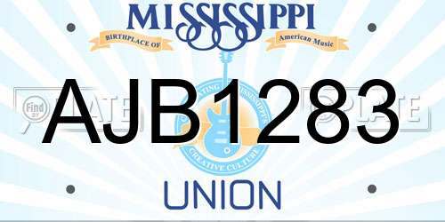 AJB1283 Mississippi License Plate