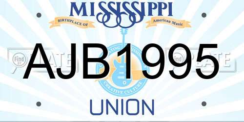 AJB1995 Mississippi License Plate