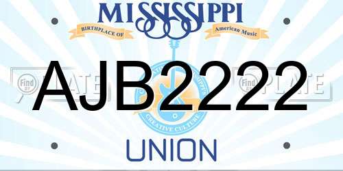 AJB2222 Mississippi License Plate