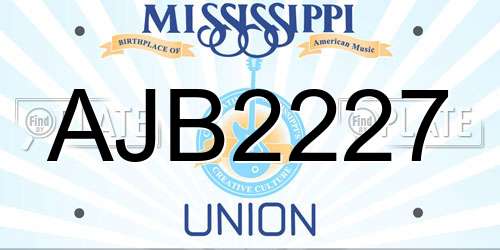 AJB2227 Mississippi License Plate