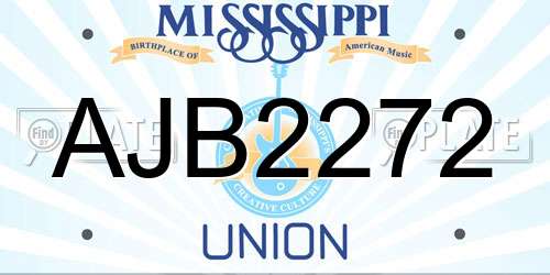 AJB2272 Mississippi License Plate