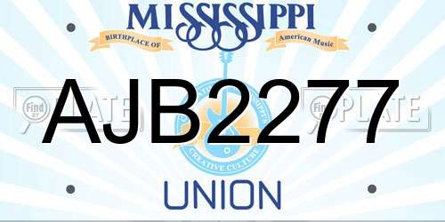 AJB2277 Mississippi License Plate