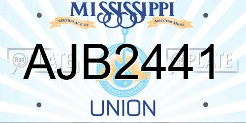 AJB2441 Mississippi License Plate