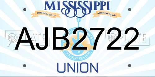 AJB2722 Mississippi License Plate