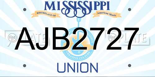 AJB2727 Mississippi License Plate