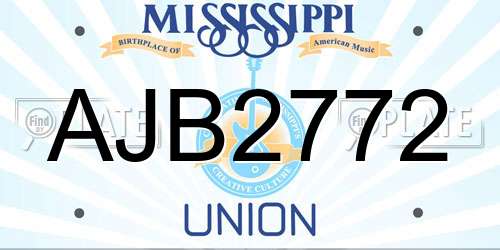 AJB2772 Mississippi License Plate