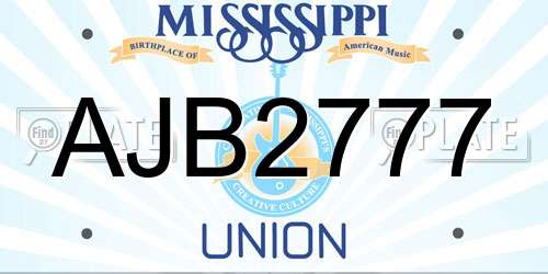 AJB2777 Mississippi License Plate