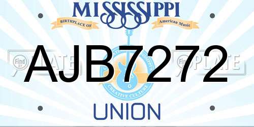 AJB7272 Mississippi License Plate