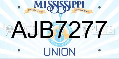 AJB7277 Mississippi License Plate