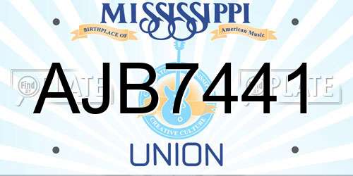 AJB7441 Mississippi License Plate