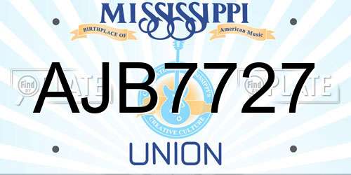 AJB7727 Mississippi License Plate