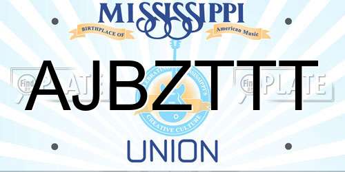 AJBZTTT Mississippi License Plate