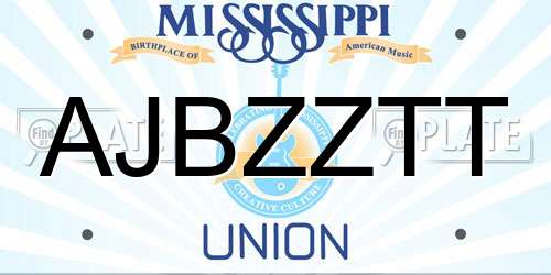 AJBZZTT Mississippi License Plate