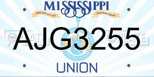 AJG3255 Mississippi License Plate