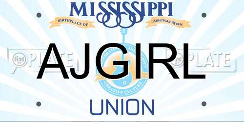 AJGIRL Mississippi License Plate