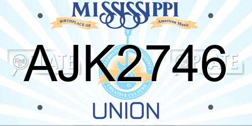 AJK2746 Mississippi License Plate