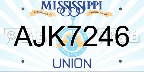 AJK7246 Mississippi License Plate
