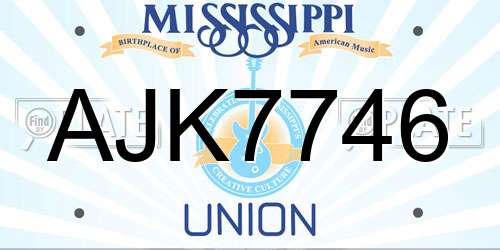 AJK7746 Mississippi License Plate