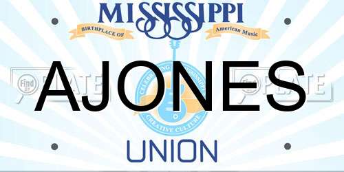 AJONES Mississippi License Plate