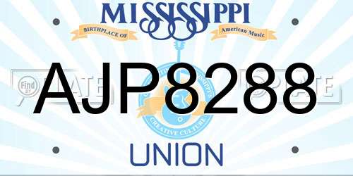 AJP8288 Mississippi License Plate