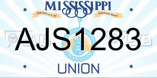 AJS1283 Mississippi License Plate
