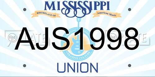 AJS1998 Mississippi License Plate
