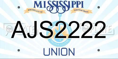 AJS2222 Mississippi License Plate