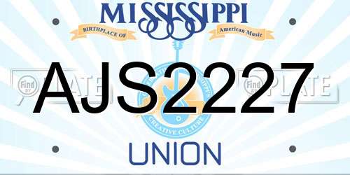 AJS2227 Mississippi License Plate