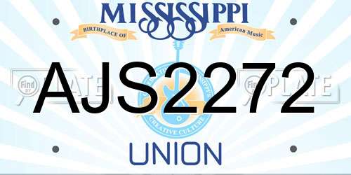 AJS2272 Mississippi License Plate