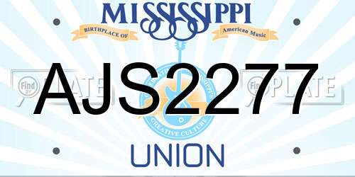 AJS2277 Mississippi License Plate