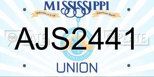 AJS2441 Mississippi License Plate