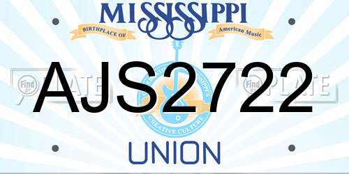 AJS2722 Mississippi License Plate