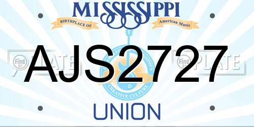 AJS2727 Mississippi License Plate