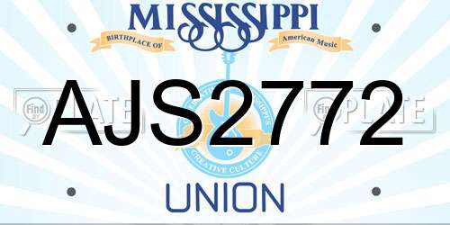 AJS2772 Mississippi License Plate