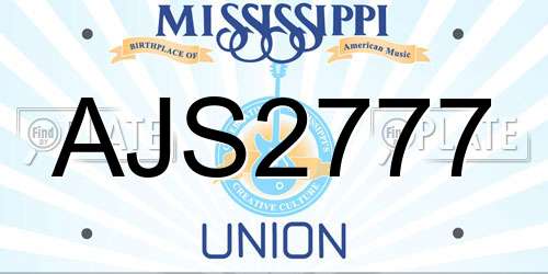 AJS2777 Mississippi License Plate