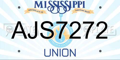 AJS7272 Mississippi License Plate