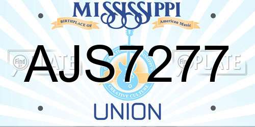 AJS7277 Mississippi License Plate