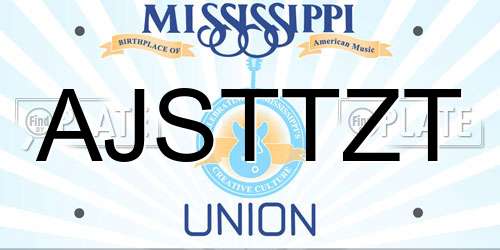 AJSTTZT Mississippi License Plate