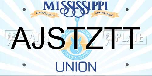 AJSTZTT Mississippi License Plate
