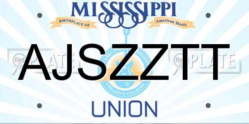 AJSZZTT Mississippi License Plate