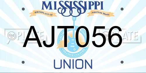 AJT056 Mississippi License Plate
